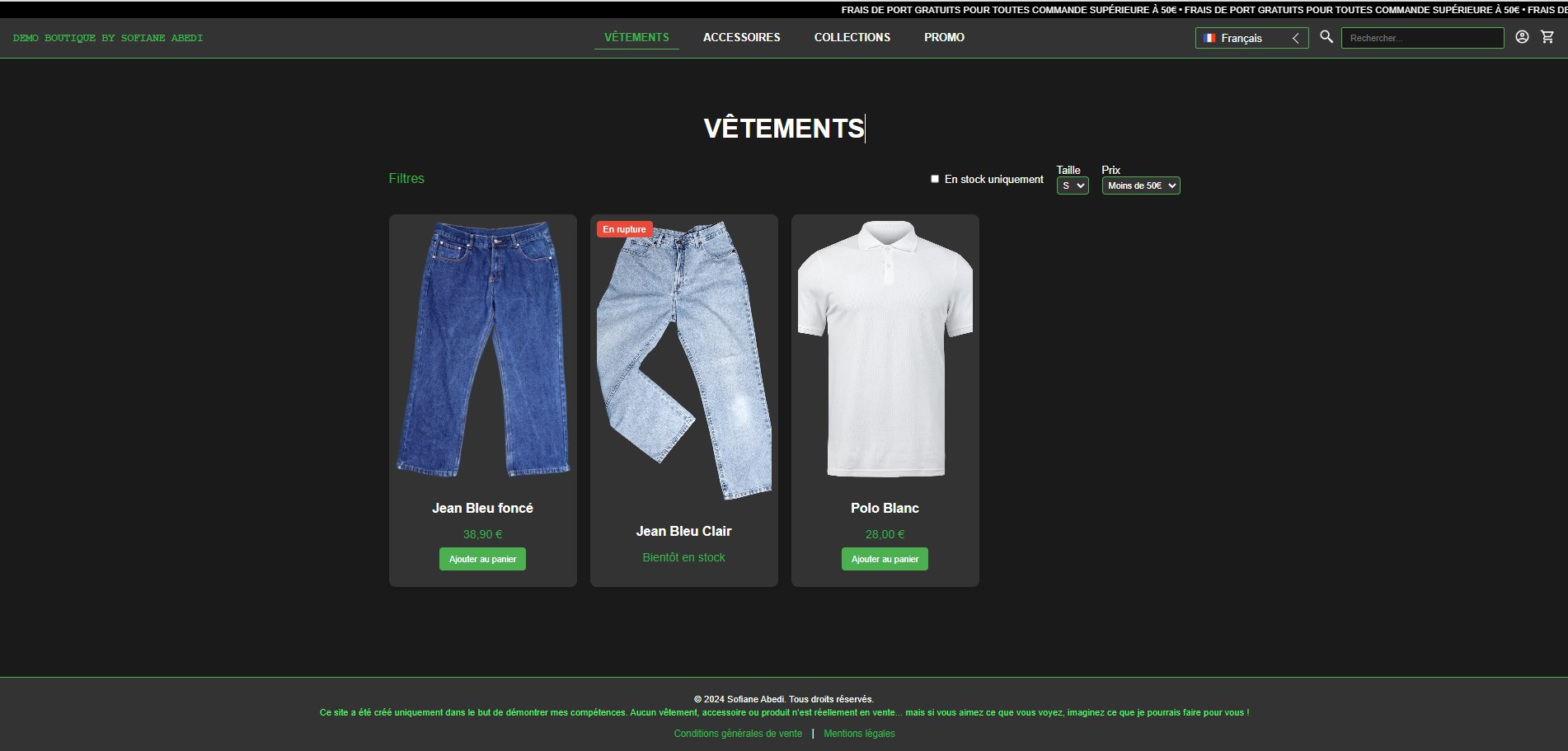 Boutique en ligne demo